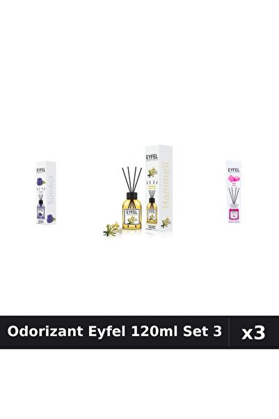 Eyfel Set 3 Odorizant Camera Betisoare 120ml - Zambile, Mâna Maicii, Bubble Gum