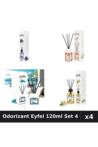 Eyfel Set 4 Odorizant Camera Betisoare 120ml - Zambile, Acacia, Ocean, Mana M...