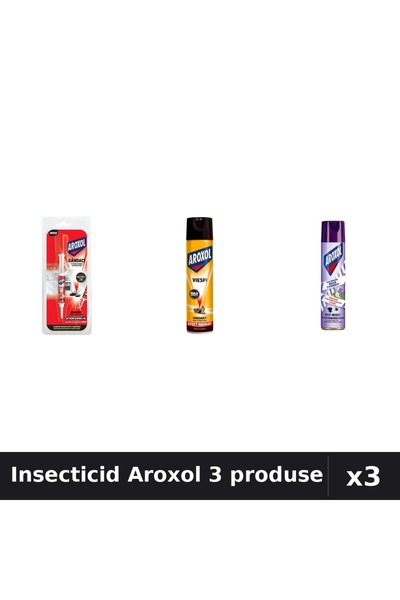 Aroxol Set 3 Insecticid - Pastile 5g + Spray 250ml + 400ml - Protecție Casă