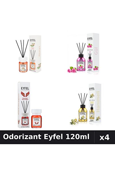 Eyfel Set 4 Odorizant Cameră Betișoare 120ml - Acacia, Trandafir, Red Dragon,...
