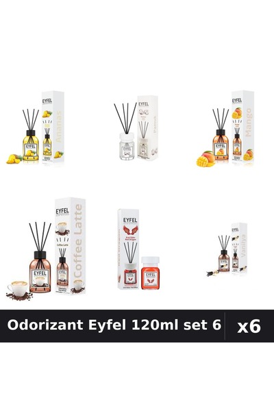 Eyfel Set 6 Odorizante Camera Betisoare - 6 Arome Asortate, 120ml Parfum
