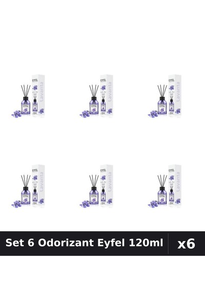 Eyfel Set 6 Odorizante Camera Betisoare, Lavanda, 120 ml