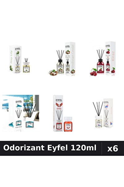 Eyfel Set 6 Odorizante Camera Betisoare - 6 Arome Asortate, 120ml Parfum