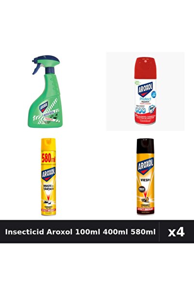 Aroxol Set 4 Spray Insecticid 100ml 400ml 580ml - Protecție Eficientă Gandaci...