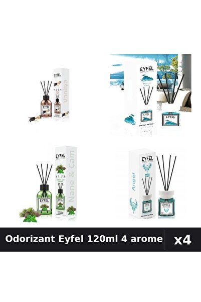 Eyfel Set 4 Odorizant Camera Betisoare 120ml - Vanilie, Ocean, Pin Menta, Angel