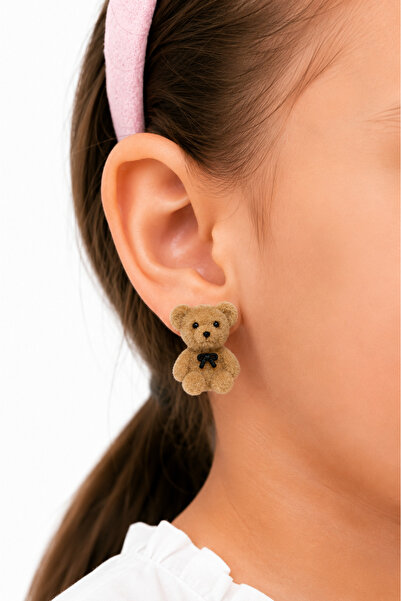 MakeWell Pink Plush Teddy Bear Earrings Soft Textured Women's Earrings with C...