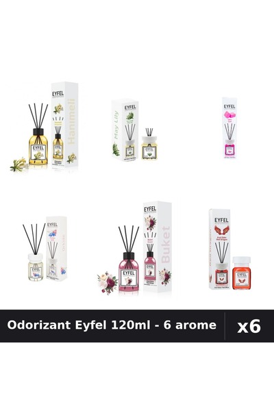 Eyfel Set 6 Odorizante Camera Betisoare - 6 Arome Asortate, 120ml Parfum