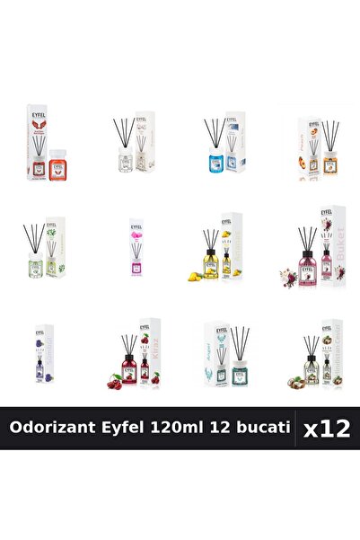 Eyfel Set 12 Odorizant Camera Betisoare 120ml - 12 Arome Asortate, Parfum Intens