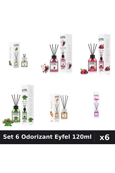 Eyfel Set 6 Odorizante Camera Betisoare, Bouquet, Bubble Gum, Fructe De Padur...