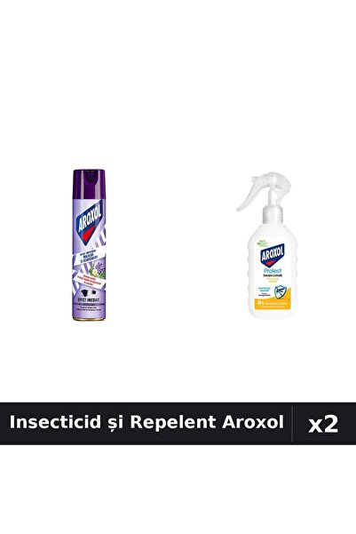 Aroxol Set 2 Insecticid 250ml + Loțiune Repelent 200ml - Anti Gandaci, Țânțar...