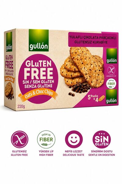 Gullon Glutensiz Yulaflı Çikolata Parçacıklı Kurabiye 220g