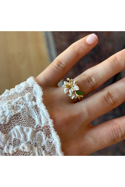 Petite Garden Three Dimensional Floral Pastel Color Adjustable Ring