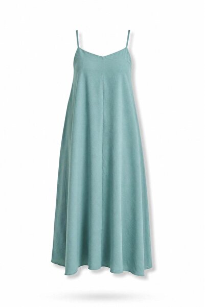 5in1Canpolat Mint Green Strappy Draped Dress 2975