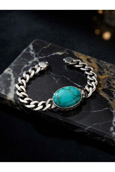 AK JEWELS 925 SILVER Turquoise (Firoza) Men’s Bracelet