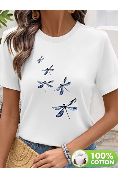 PAVRO Unisex Άνετο T-shirt με μικτό σχέδιο και στάμπα