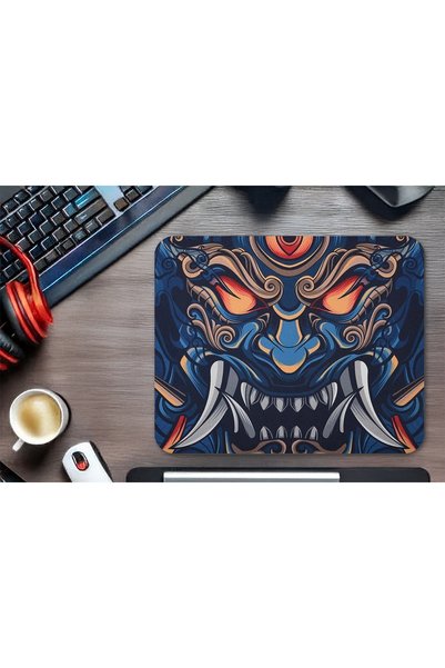 batcell Infernal Oni Gaming Oyuncu XL Mouse Pad Kaydırmaz Dikişli Mousepad 480x400x4 Mm Dikişli Model