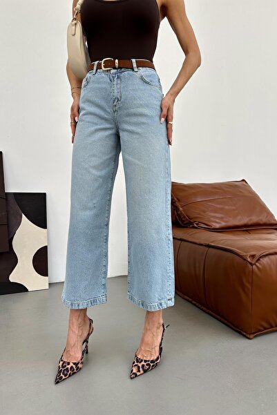 mylove Belted High Waist Jean Blue