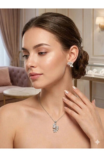 Marsilyan Nvdn- Ieg - Set with Pearl Detail and Leaf Design Iegrs-Nvdn1