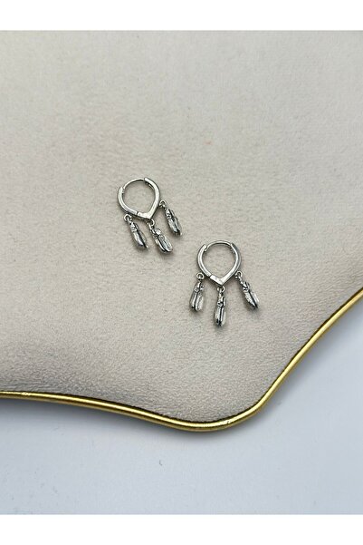 BYYEŞO Sallantı Baget Stone Detailed Hoop Earrings (Brass Plated)