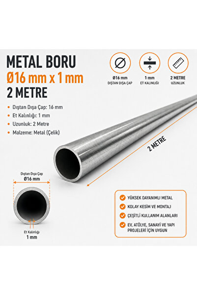 Home 16 mm Metal Boru 1 mm Et Kalınlığı 2 Metre Çelik Boru Yuvarlak Profil Boru