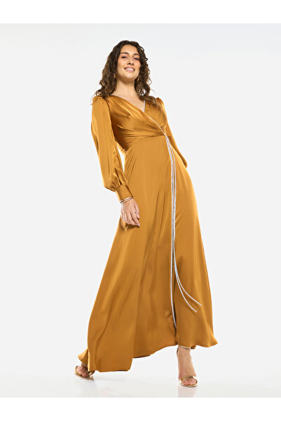 House of Moda By Styli Wrap Front Embellished Tie Detail Maxi Dress