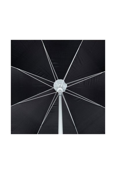 OEM Umbrela de Plaja Negru Argintiu UPF 50+, Protectie UV Avansata, Cadru Metalic, Diametru 180 cm