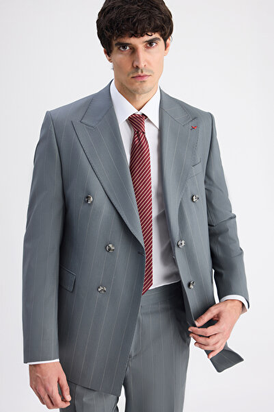 D'S Damat Ds Damat Regular Fit Green Striped Suit