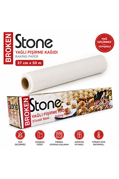 Stone Broken Yağlı Baking Paper Roll – Oil-Proof, Oven and Airfryer Compatibl...