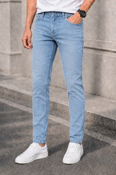 Ser Joven Men's Ice Blue Slim Fit Stretch Fabric Jean Trousers