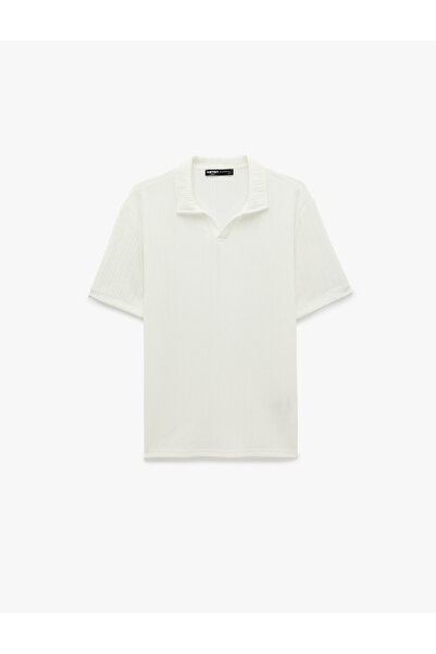 Koton Regular Fit Short Sleeve Textured Polo Neck T-Shirt