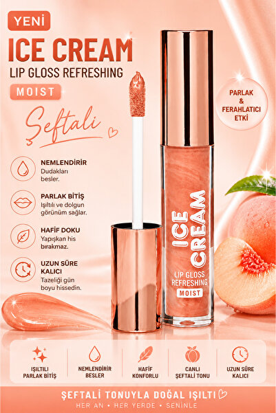 SETBEAUTY ŞEFTALİ RENGİ SİMLİ DUDAK PARLATICI RUJ – ICE CREAM LİP GLOSS 06