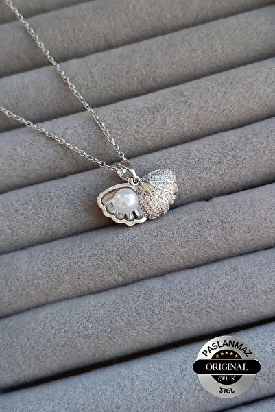 Lynare Oyster Model 316 L Pearl Stone Steel Necklace