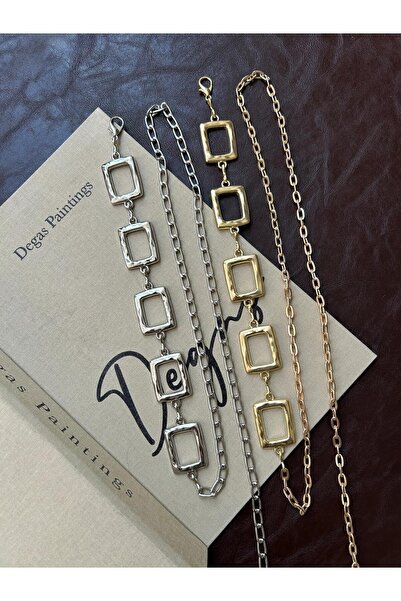 LİA KEMER Kare Gold Chain Accessory for Jacket, Dress, Pants, Evening Dress, ...