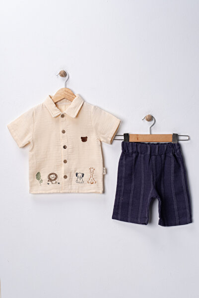 pio Animal Kingdom Embroidered Muslin Shirt and Armor Shorts Men's Set