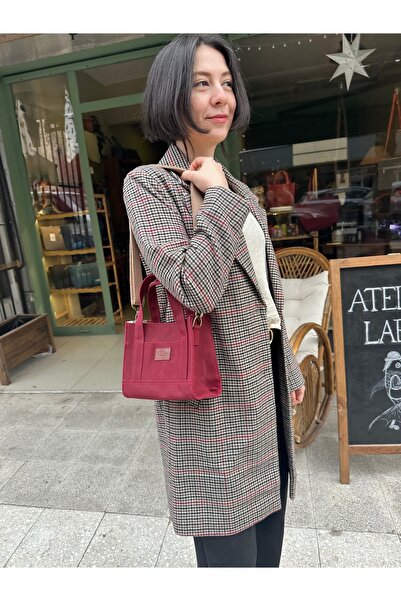 Atelier Lapina Bordo/ Çilek / Mini Mumlu Kanvas Çanta