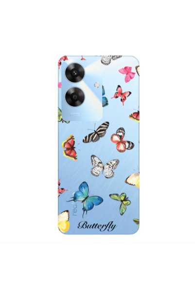 Other Realme Note 60 Mixed Butterflys Transparent Silicone TPU Θήκη