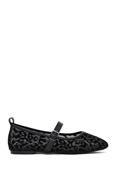 Derimod Kadın Siyah Leopar Desenli Kumaş Babet 26PFE49466F