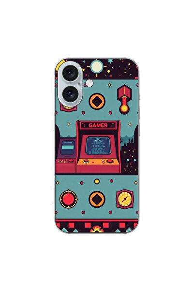 OEM Husa compatibila cu Apple iPhone 16 Silicon Gel Tpu Model Gamer Arcade Room