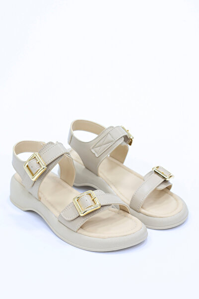 kajal ayakkabı İk 2075 Flat Sole Belt Buckle Sandals