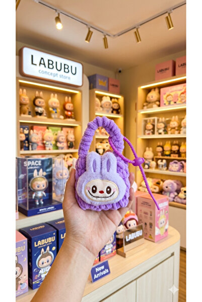 Şirin 13 cm Labubu Figürlü Örgü Mini Çanta - Kulaklık ve Bozuk Para Cüzdanı, ...
