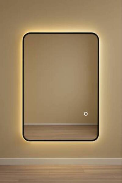 bity thok Rectangular Three Color Lighted Electric Led Wall Mirror with Black...