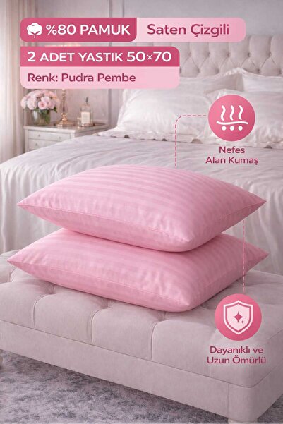 tekstilok Yastık kılıfı, pamuk-saten,2'li set,pembe