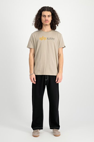 Alpha Industries Tricou bărbătesc bej Label T Vintage Sand