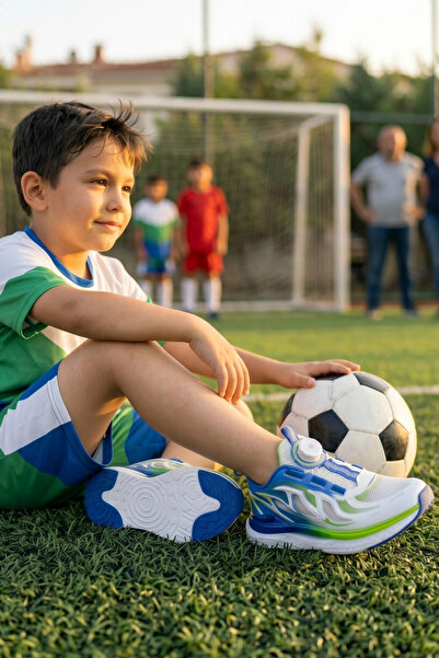 IN-STEP حذاء الجري اليومي الميكانيكي للأولاد من لوفير - أزرق وأخضر