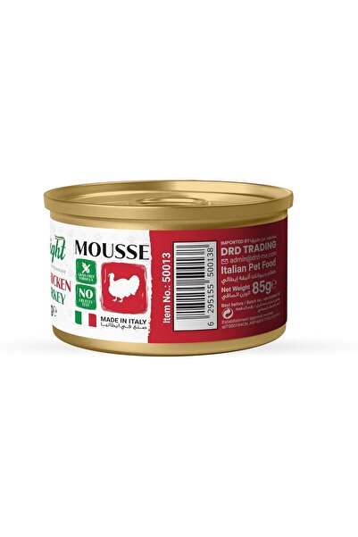 DELIGHT Mousse Wet Cat Food - Fresh Grain Free Natural Chicken & Turkey with Omega Goodness - Protein-Rich Gravy Feast for All Cats, All Breeds, No Preservatives - 85g