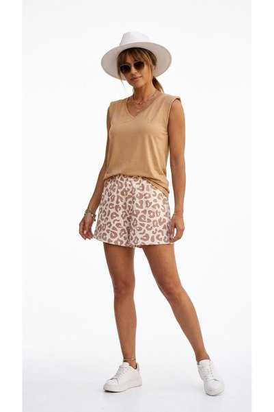 Nouche Brown Leopard Shorts Suit