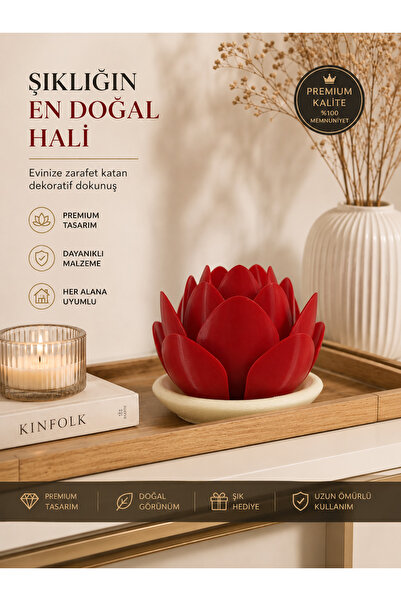 zulya Lotus Mumluk LED Işıklı Dekoratif Masa Üstü Biblo | Modern Minimalist P...