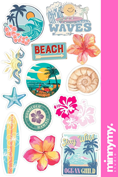 Minnymy Beach Lovers Collection Sticker, Çıkartma, Ajanda, Günlük, Planlayıcı...