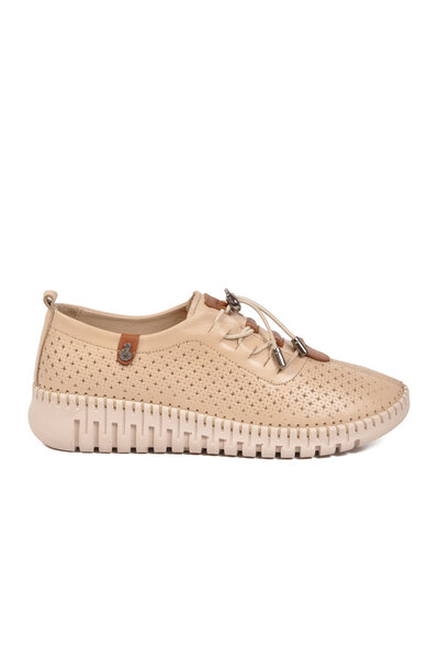 AYK'S Pantofi casual de damă cu talpă anatomică din piele naturală bej Z833 Z