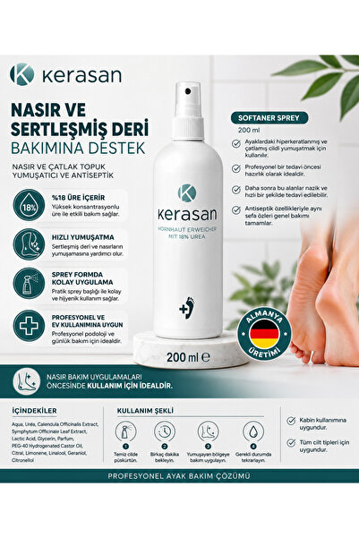CAREMED Kerasan Softaner Sprey 200 ml | Nasır ve Çatlak Topuk Yumuşatıcı Spre...